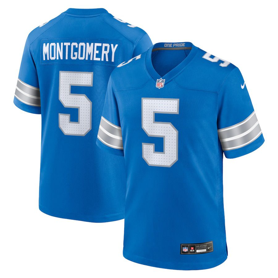 Men Detroit Lions 5 David Montgomery Nike Blue Game NFL Jersey